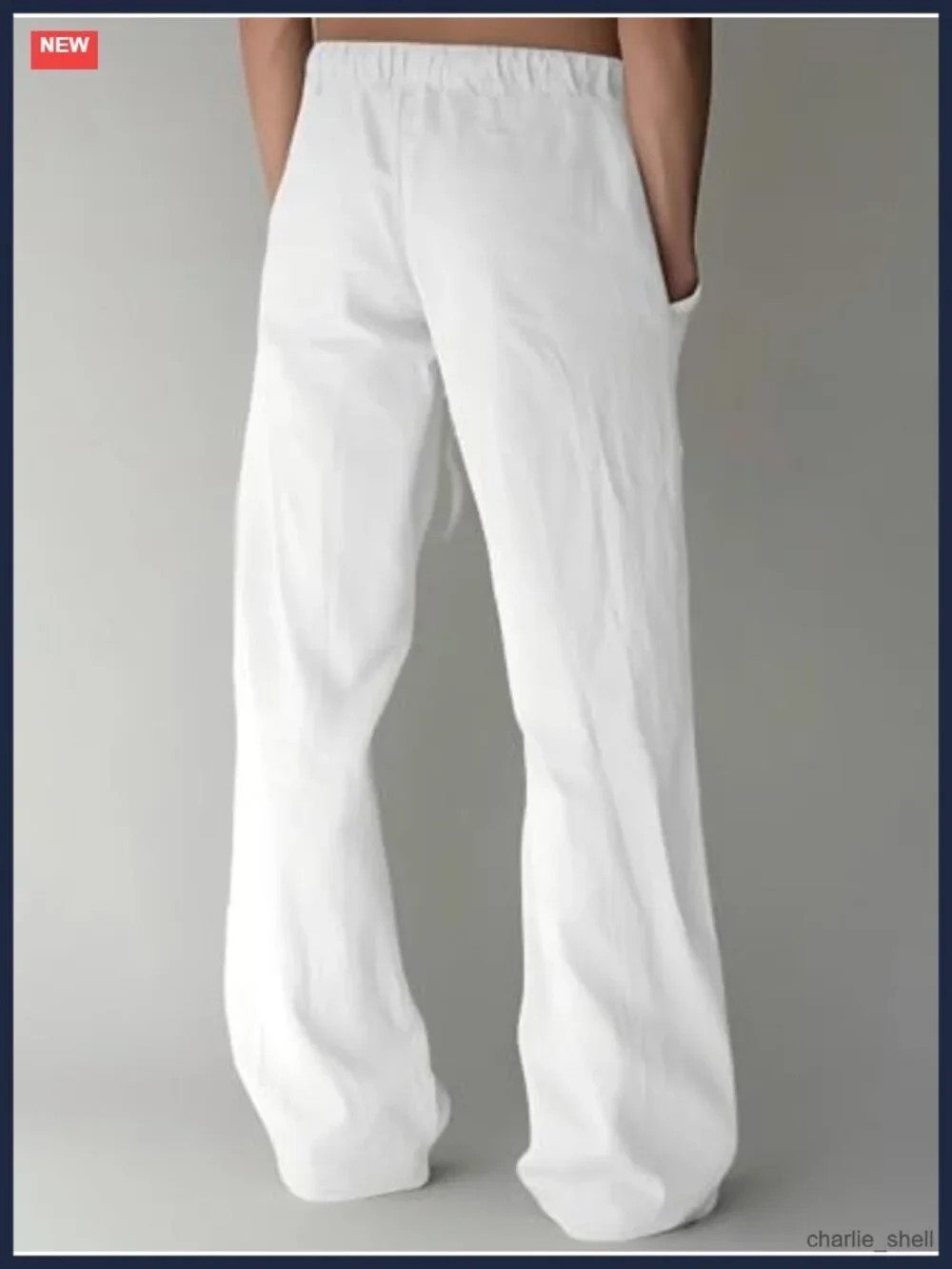 Mens Cotton Linen Pants Casual Drawstring Joggers with Pockets